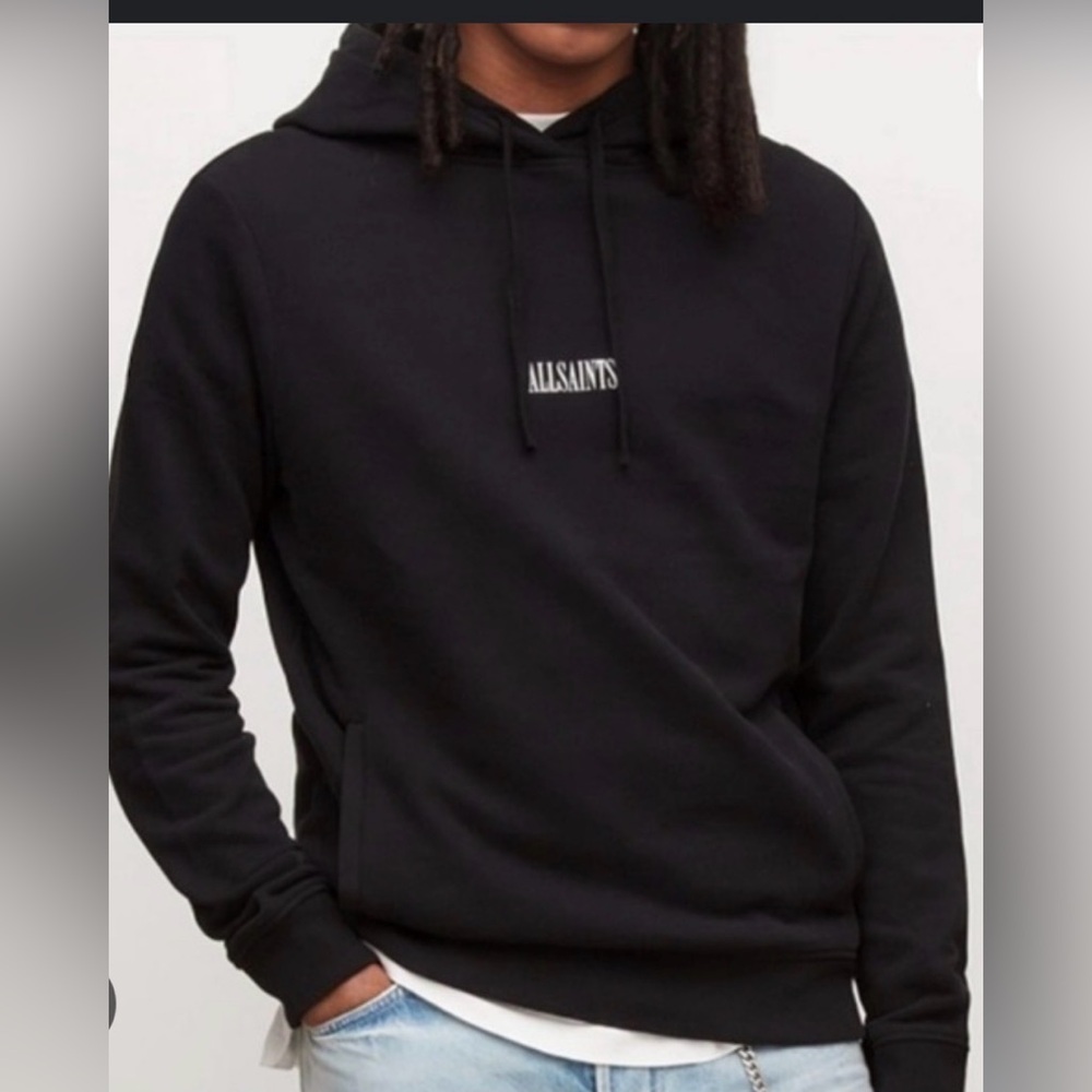 *nwot* AllSaints Unisex Ryder Logo Hoodie Sweatshirt in Black Size Small